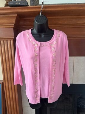 Pink Embellished Two-Piece Sweater Set